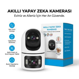 Smart AI Çift Kameralı Akıllı Güvenlik Kamerası - Hareket Takipli