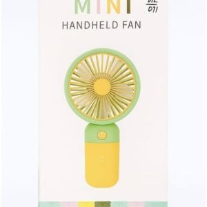 Yeşil-Sarı Taşınabilir Mini El Tipi Vantilatör - Standlı Şarj Edilebilir USB Fan
